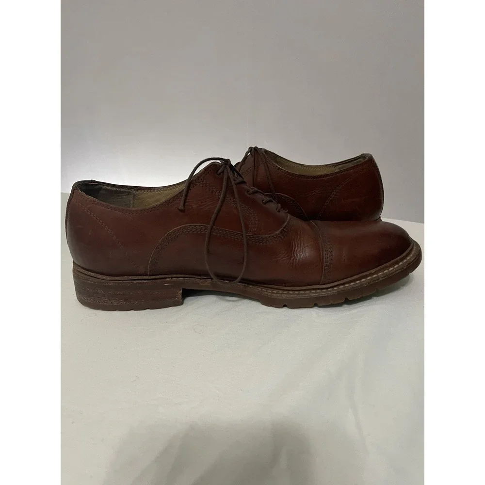 Frye James Bal Lug Oxford 87943 Mens Brown Leather‎ Lace Up Cap Toe Shoes 9 1/2D
